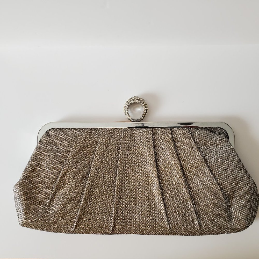 Jessica McClintock Metallic Gold Evening Clutch